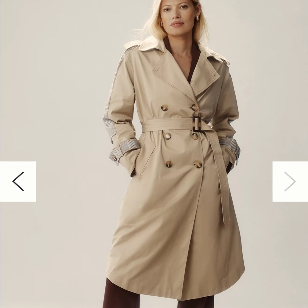 Anthropologie Dolan Mixed Plaid Trench Coat - Picture 3 of 7